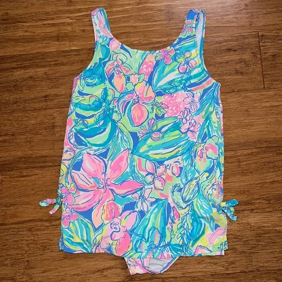 Lilly Pulitzer girls swim dress UPF 50 Bennet Blue Surf Gypsea size 10